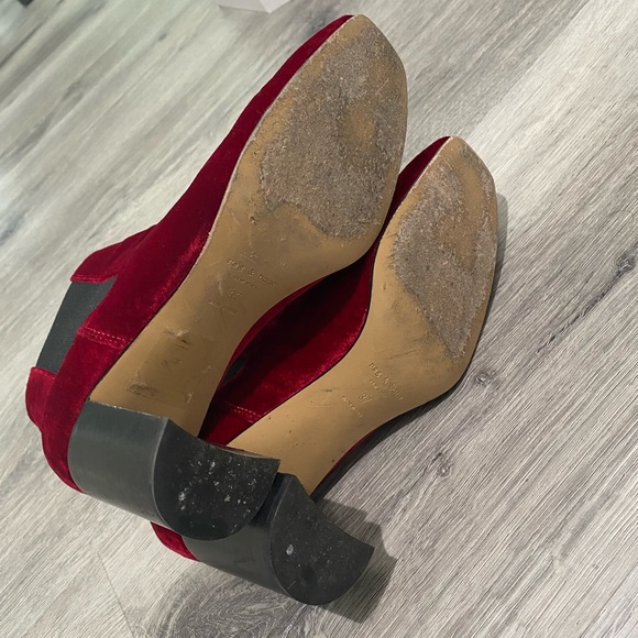 Rag & Bone Red Aslen Velvet Chelsea Boots/Booties size 37 - Picture 3 of 7